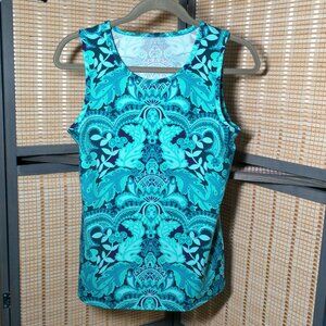 Athleta Sleeveless Turquoise and Navy Workout Tank